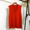 Höst Sweater Vest Kvinnors Vest Sweater Koreansk Elegant Student V-Neck Pullover Lossa Casual Stickning Toppar Ytterkläder Vest 210518