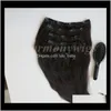 160G 20 22 inch Braziliaans in Extension 100 Humann 1BOFF Black Remy Rechte weefsels 10pcsSet Kam 87HHD Inon Extensions 91XZF