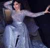 Suknia wieczorowa Purpurowa Sweetheart Youssef Aljasmi Długi rękaw z szlakiem Koronki Crystal Aplikacje Velvet Long Dress AhlamalShamsi