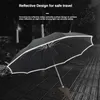 Сильный инвертированный зонт дождь женщины мужчина полностью автоматический складной ветрозащитный немодный светодиодный фонарик отражающий солнце дождливые зонтики 210721