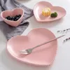 Мастеральная керамическая посуда для завтрака тарелка Love Heart Блюдо блюдо в форме сердца Пара тарелка Творческие десертные тарелки Половые посуды T1912132777193