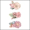 Hair Aessories Baby, Kids Maternity 2021 Fashion Born Silk Flower Clips Tyg Blommor för tjejer Födelsedagsfest Xmas Diy Headwear Drop Del