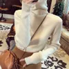 Moda kadın balıkçı yaka kazak kış giyim ve uzun kollu ince uydurma örme alt düz renk lady 211018