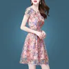 S-4XL 8 Colors Lace Summer New Butterfly Embroidered Female Slim Waistband Women Cocktail Dresses Vestido De Festa