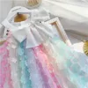 LZH Summer Fashion Flower Dress For Children's Clothing Rainbow Dress For Girls Clothes Bow Kids Costume 2021 Baby Girls Dresses Q0716