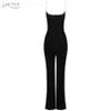 Mulheres Mulheres V Neck Spaghetti Strap Bandage Jumpsuits Sexy sem mangas Calças Clube Party Long Bodycon 210423