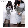 WEPBEL Femmes Hiver Tricoté Pull Moulante DrLadies Élégant Chaud O Cou À Manches Longues Midi Crayon DrKnitwear Outwear X0721