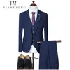 Tian Qiong slim passform män passar för bröllop en knapp svart, blå, grå, khaki mens formella kostymer våren höst 3 stycke kostym qt288 x0608