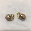 13-16mm Stora Barock South Sea Pearl Örhängen 18K Twopin Violett Lila Mesmeriserande Dangler Earfob AAA