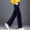 Streetwear Kış Kalın Sıcak Polar kadın Pantolon Kadınlar Için Kadın Yüksek Bel Geniş Bacak Pantolon Kadın Artı Boyutu 6XL 210608