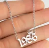 Gepersonaliseerd geboortejaar Nummer Kettingen Custom Crown Initial Necklace Hangers voor Vrouwen Meisjes Verjaardag Sieraden Speciale jaren 1980-2019