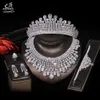 Asnora Nieuwe Shiny Bridal Sieraden Set, Bruiloft Cubic Zirconia Sieraden Set, Bruiloft 4-delige Ketting Dames Kroon Sieraden T0855 H1022