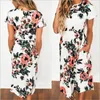 Элегантный цветочный принт с длинным рукавом Maxi платье плюс размер женщин старинные длинные платья осень лето эластичная талия Vestidos 13 стилей 210507