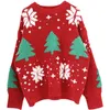Johnature kvinnor kläder stickade pullovers söta jultröjor snöflinga vinter mori tjej långärmad casual tröja 210521