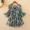 Chiffon Blouse TPS Floral Kimono Boho Ruffle Shirt Dames Tops en Blouses Plus Size Koreaanse Harajuku -kleding Camisa DF2448 210326