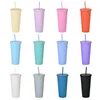 22oz tumblers canecas fosco acrílico colorido com tampas e canudos Parede dupla plástico RESUÍDO POR SEA ZZA7331