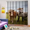Custom Blackout Window Curtain Living Room Bedroom 3D Horse Animal Printing Curtains For Kitchen Door Treatment & Drapes
