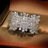 Solid 14K Biały Gold Ring Natural White Diamond Pierścień Dla Kobiet Fine Anillos De Srebrny Kolor 925 Biżuteria Ślub Bizuteria
