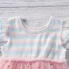 Summer Baby / Toddler Rainbow Stars Mesh Splice Dress 210528