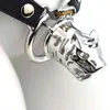 Nxy Chastity Device Leopard Head Male Cage with Adjustable Pu Bondage Belt for Men Permanent Lock Penis Rings Stainless Steel Sex Toys 0125