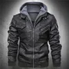 Veste en cuir d'automne pour hommes Veste de moto à capuche Pu Faux Cuir Mode Punk Style Veste Mâle Casual Automne Manteau en cuir 211110