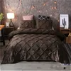 Luxe zwart dekbedovertrek Knijpplee op korte bodemset Koningin King Size 3pcs Bed Linnen Set Deknapset met kussensloop 369 5972306