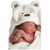 Lovely fleece baby bath towel cute animal shape kid hooded bathrobe cloak receiving blanket neonatal hold to be 210728