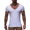 Preço de atacado Profundo V Neck Manga Curta Homens Camiseta Moda Mens Camisetas Hip Hop Casual Cor Sólida Camisetas Para Men1