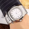 2022 5711 A21j Orologio automatico da uomo Cassa in acciaio da 40 mm Quadrante bianco strutturato Indicatori di bastoncini Bracciale in acciaio inossidabile 6 stili Orologi Puretime01 E25K11