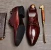 جلد الرجال الأحذية الرسمية جلد طبيعي مكتب الأعمال الزفاف البروغ أكسفورد حذاء أسود أشار تو الفاخرة الرجال اللباس الحذاء