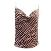 Canotta in raso di seta da donna Cami Canotta con spalline in tinta unita Canotta con maniche Camicie Canotta Hot New Woman Camis Sexy Zebra Stripes Print Top X0507