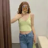 Wiosna damska haft Green Cropped Knit Cardigan Casual Dwa kawałki Zestaw Mody Streetwear Sexy Kobiece Crop Tops 210914