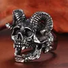 Cluster Ringe Rugged Rock Punk Vampire Dämon Baphomet Ram Gottheit Ziegenhörner Schädel Goth Biker Ring R000482850378