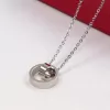 Love Necklaces Double round ring pendant Flatbread Necklace Fashion Jewelry women rose gold and silver Retro Imitation Rhodium Pla281G