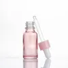 10ml 20ml 30ml Flacone contagocce in vetro rosa Flacone per pipetta con reagente liquido per olio essenziale Contenitori per imballaggio cosmetico