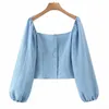 Kobiety Letnie Pościel Solidne Koszulki Bluzki Topy Topy Puff Sleeve Slash Neck Kobieta Vintage Top Tunic Blusas Odzież 210513