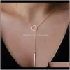 Colares pendentes pingentes jóias moda de jóias minimalistas mulheres geométricas colar de barra circular de ouro geométrico 24 polegadas 24 polegadas