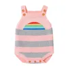 Jesień Baby Boy Girls Trójkąt Pajaciki Niemowlę Romper Born Girl Clothing Stripe Rainbow Knitting 210429