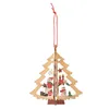 Christmas Tree Pendant Wood Hollow Snowflake Snowman Bell Hanging Decorations Colorful Home Festival Christmas Ornaments Hanging T2I52561