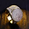 Mens Hip Hop Gold Rings Jewelry Fashion Iced Out Ring Simulation Diamond Rings For Men2993