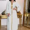 Ethnische Kleidung Elegantes Band-Maxikleid für Frauen Marokkanischer Kaftan Dubai Türkei Muslim Langarm Abaya Arabisch Jalabiat Herbst 2021