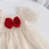 Bear Leader Girls Party Prom Dresses Fashion Summer Kids Cute Bowknot Princess Costumes Children Korean Wedding Birthday Suits 210708