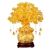 19 cm Albero di cristallo naturale Ornamenti per alberi di denaro Stile bonsai Ricchezza Fortuna Ornamenti Feng Shui Decorazioni per la casa (con monete d'oro e base) 210318