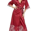 Soft Night Silk Kimono Robe Bathrobe Women Silk Bridesmaid Robes Sexy red Robes Satin Robe Ladies Dressing Gowns 210901