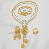Dubai Gold Jewelry Sets African Bridal Wedding Gifts For Women S Arab Necklace Bracelet Earrings Ring Set Jewellery 211204