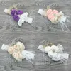 Niñas europeas para bebés florales de encaje de encaje de plumas Año de Navidad Headwear arca los accesorios de la ropa para la boda 210529