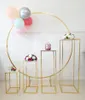 5pcs Shiny Gold Wedding Decoration Outdoor Lawn Flower Plinths Table Aisle Iron Circle Birthday Party Arch Backdrops For Balloon Sash Toys Crafts DIY Floral Rack