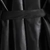 Femmes Automne Hiver PU Trenchs Poches à manches longues Poches à manches longues Sashes Cravate Navigée Féminin Elegant Street Vêtements de dessus Vêtements de dessus Vêtements 210513