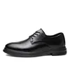 Spring Men's Classic Business Casual Microfiber Leather Shoes Work Office för manlig snörning Slip-on klänning svart