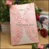 Biglietti d'auguri Event Party Supplies Festive Home Garden 40PCS/Pack Shiny Pearl Paper Wedding Invito Card Flower Laser Cut Cut Shared 3D BU